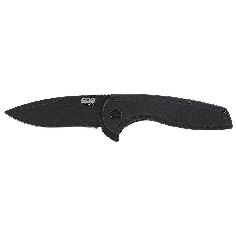 Sog Aegis Flk 3.25" Drop Pt Blk